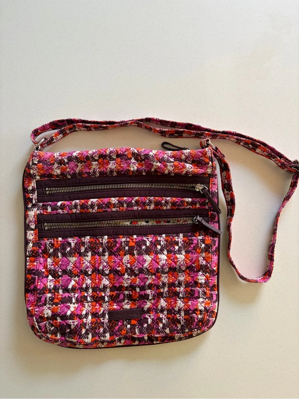 Vera Bradley Quilted Crossbody in Pink, Purple & Orange Floral